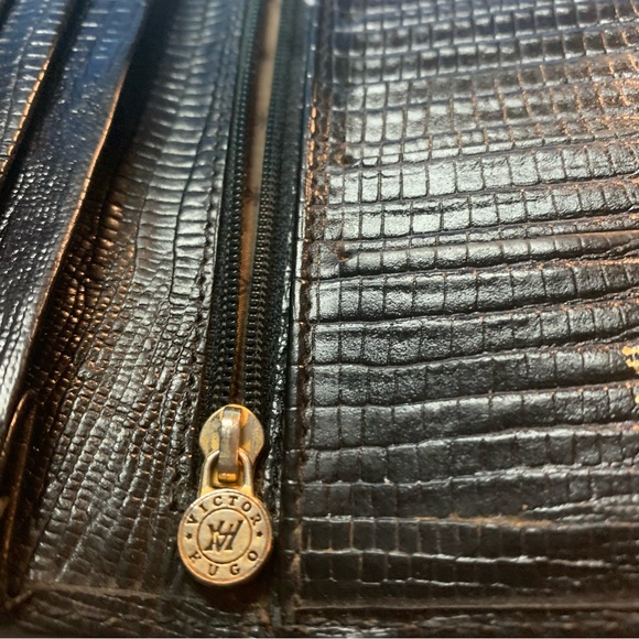Vintage Victor Hugo Mens Black Leather Wallet 4.75”x6” big - Picture 7 of 9